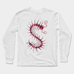 Black on Red Orbate Centipede Long Sleeve T-Shirt